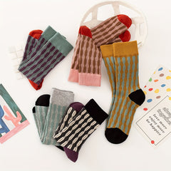 Colorblock Street Socks Retro Style Comfy Mid Tube Socks Women's