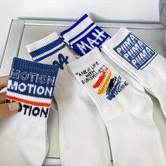 5 Pairs Letter Print Mid Tube Socks Women's Stockings