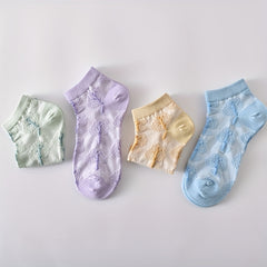 5 Pairs 3D Floral Textured Socks for Women