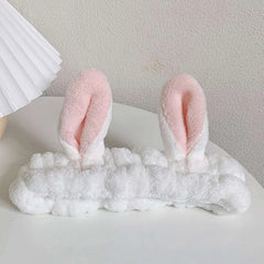 Coral Velvet Rabbit Ears Hairband for Women