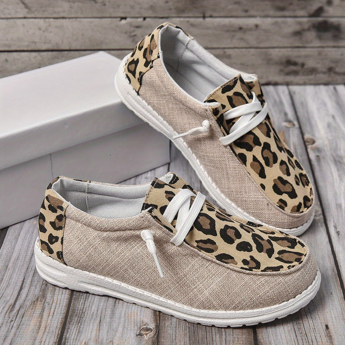 Women's Casual Flat Loafers Canvas Lightweight Lace Up Slip On Shoes