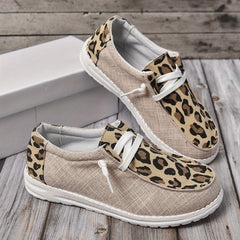 Women's Casual Flat Loafers Canvas Lightweight Lace Up Slip On Shoes
