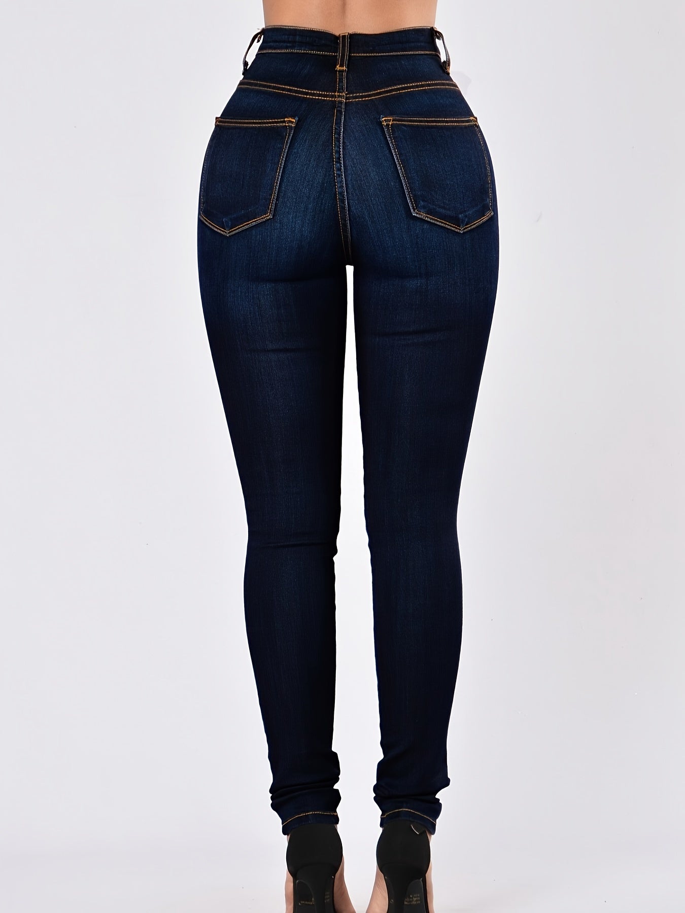 High Rise Skinny Jeans Slash Pocket Denim Pants