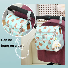 Beige Bear Print Diaper Bag - Spacious Crossbody Parent Bag