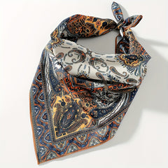 Paisley Print Hair Band Silk Formal Square Neck Scarf