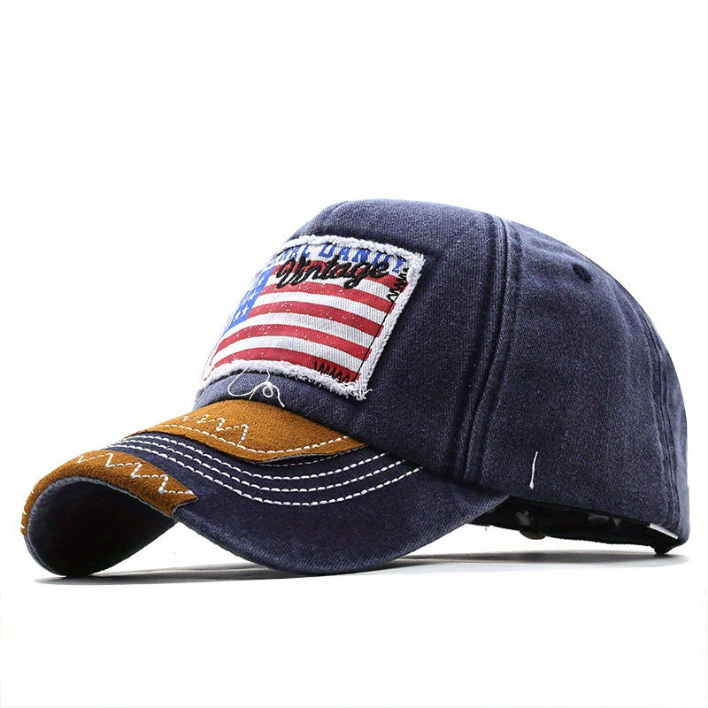 Washed American Flag Baseball Hat Vintage Sun Hat