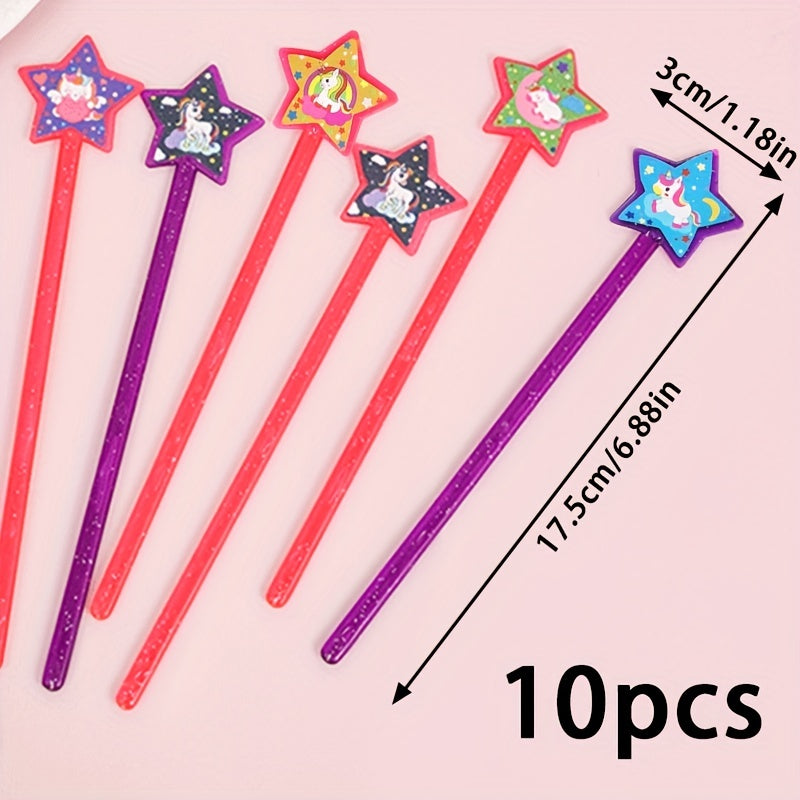 10pcs Magical Star Unicorn Mini Sticks for Kids' Parties