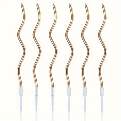 6pcs Birthday Cake Shape Curve Candle Party Candle Large Polish Curved Candle