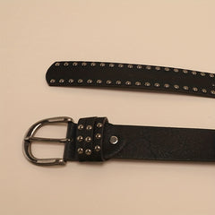 Vintage Oval Pin Buckle Belt PU Leather Rivet Jeans Pants Belt For Women
