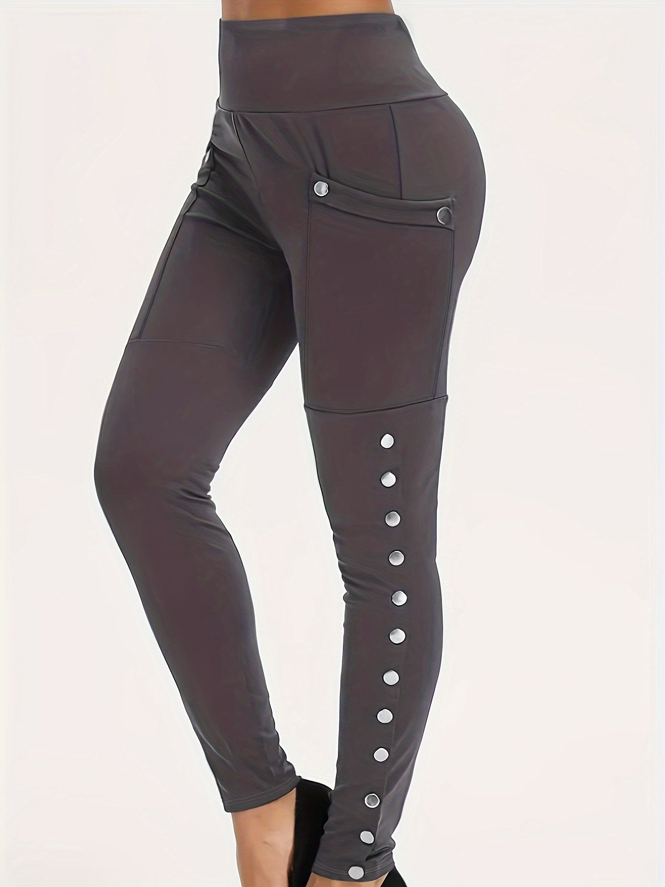  High Rise Skinny Trousers With Pockets