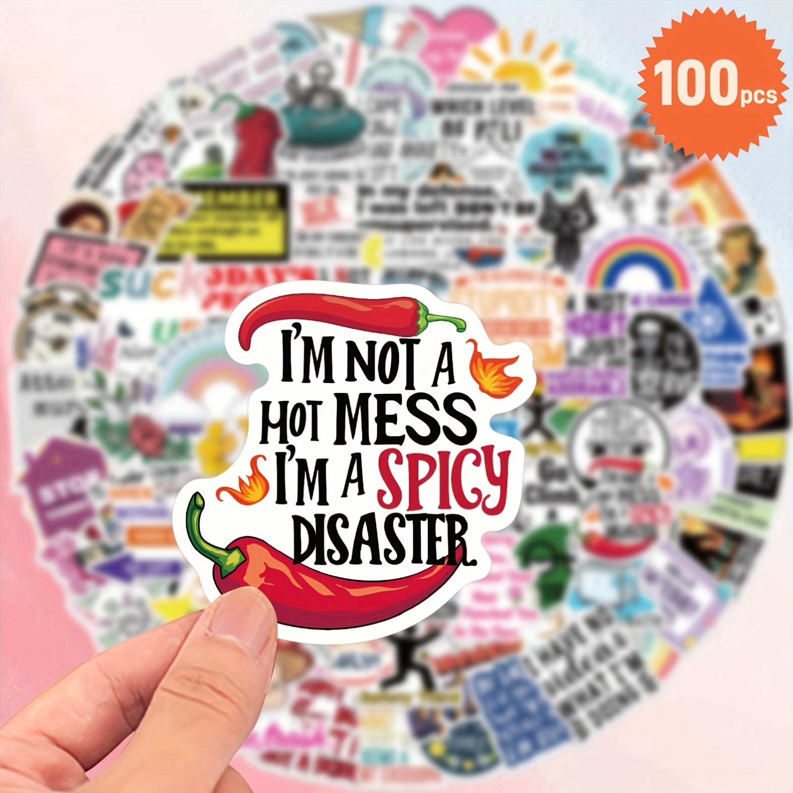 100 Pack Satirical Graffiti Vinyl Stickers - Fun Designs for Laptops, Water Bott