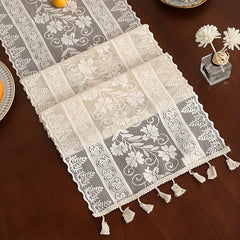 Polyester Lace Hollow Table Runner with Tassel - Room Decor
