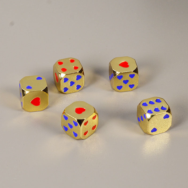 13mm Golden Solid Metal Heart Dice for Board Games