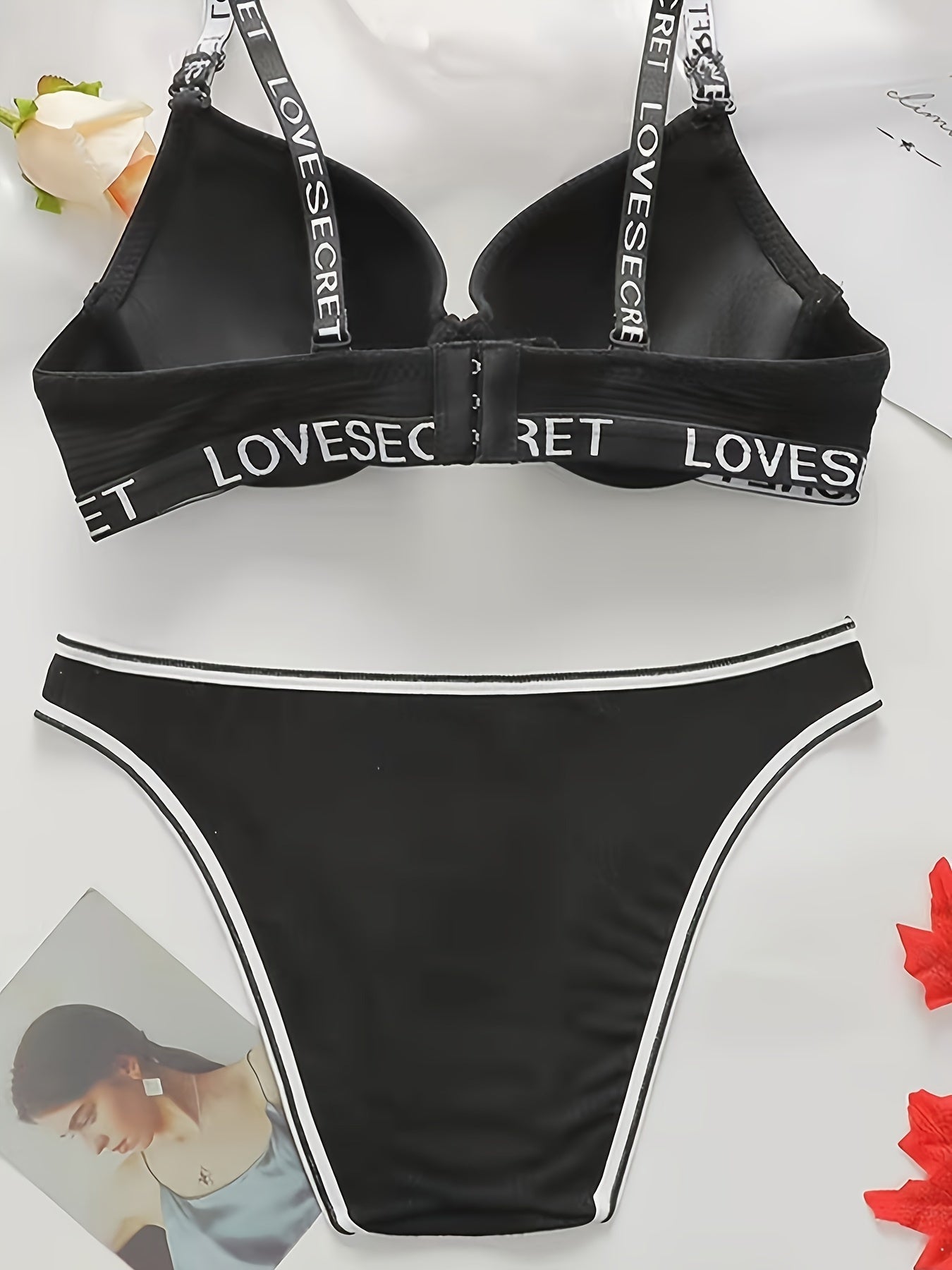 Letter Print Bra & Panties Lingerie Set