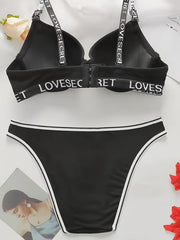 Letter Print Bra & Panties Lingerie Set