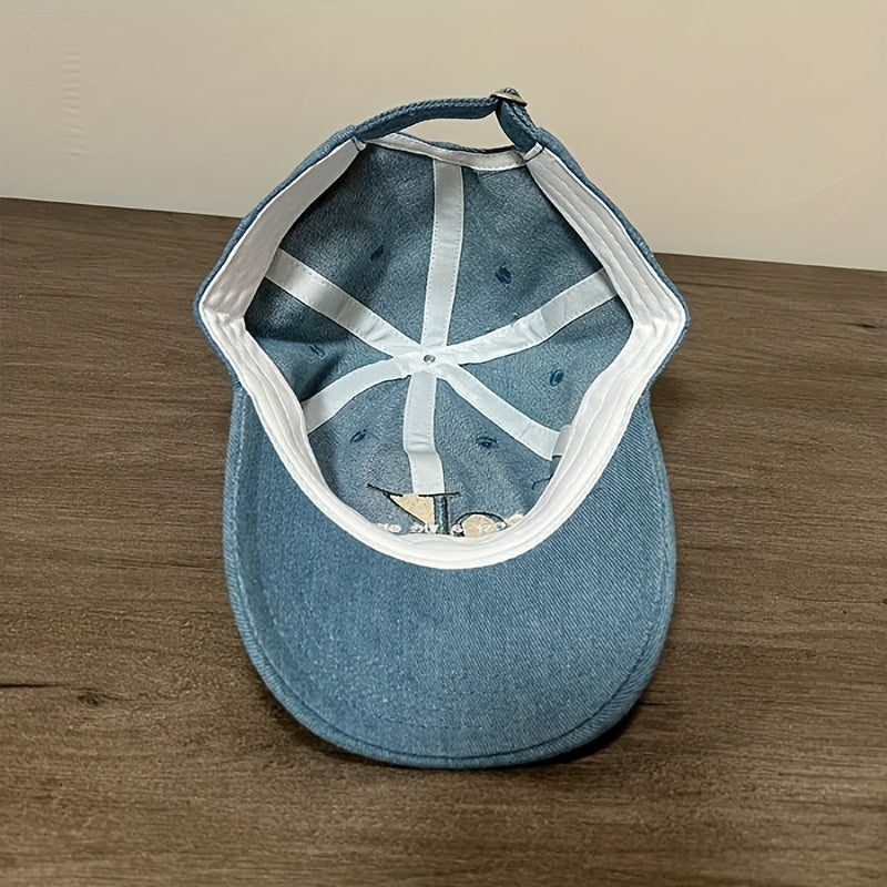 Adjustable Denim OK Embroidery Sunshade Peaked Cap