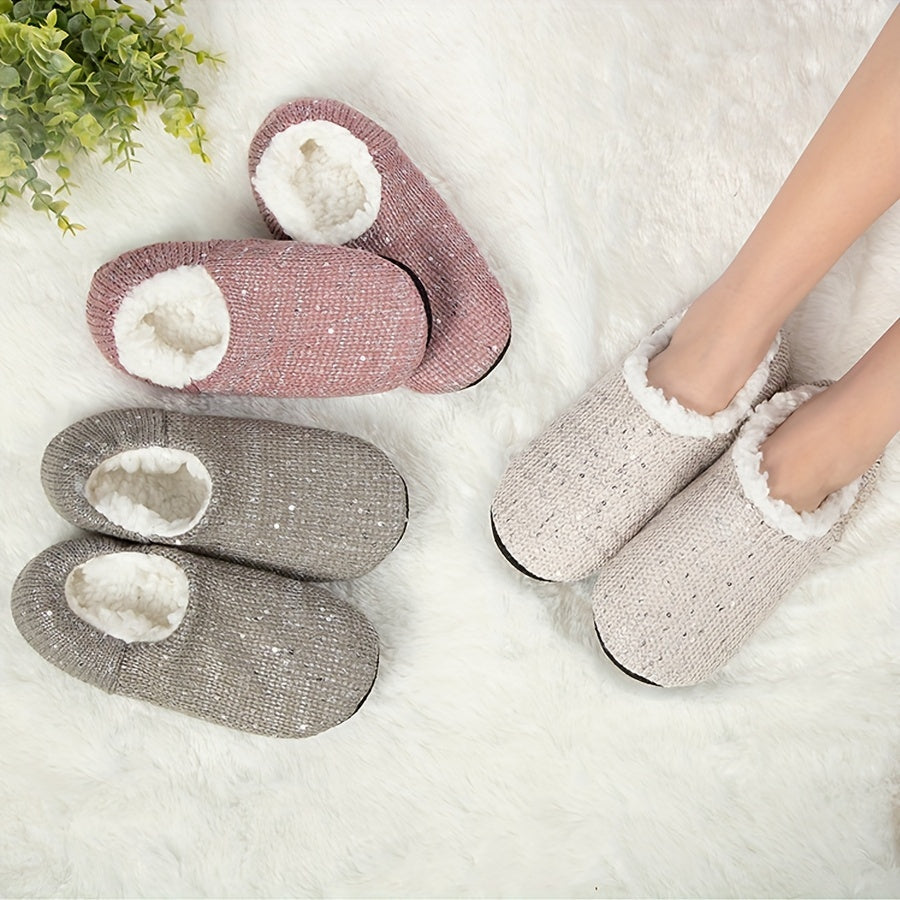 2 Pairs Plush Lined Floor Socks Soft & Warm Women's Stockings