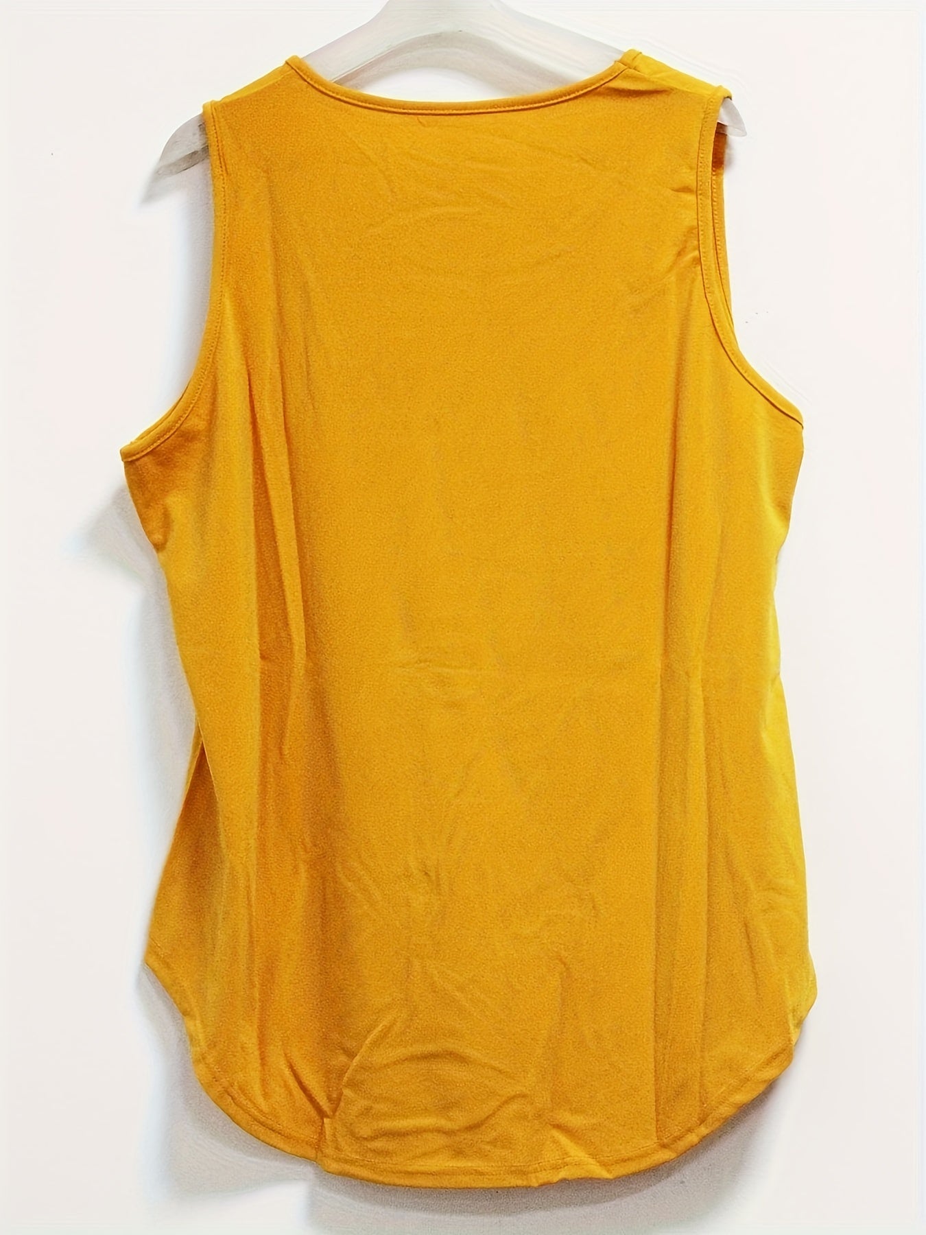  Slogan Print Tank Top Round Neck Casual Medium Stretch