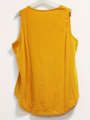  Slogan Print Tank Top Round Neck Casual Medium Stretch