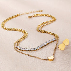 Stainless Steel Love Pendant Autumn Winter Square Jewelry Set