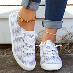 Women's Tie Dye Canvas Low Top Lace-Up Casual Shoes