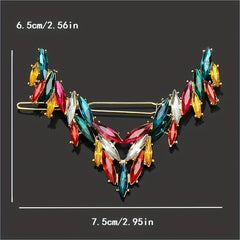 Vintage Rhinestone V Barrette Hair Clip for Women Girls