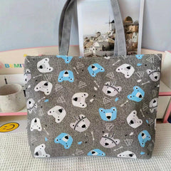 Canvas Vintage Geometric Pattern Tote Bag Large Capacity Shoulder Bag