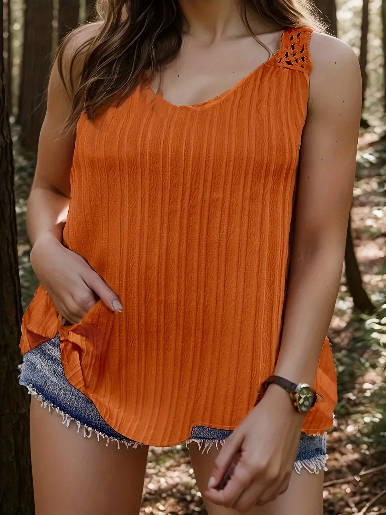  Boho Crochet Tank Top Round Neck