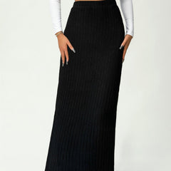 High Waist Scallop Trim Long Skirt for Women