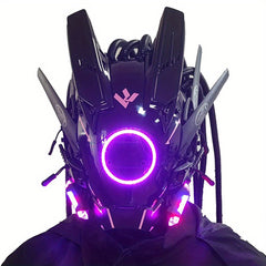 Custom Tubular Braid Cyberpunk Mask LED Light Cosplay Sci-fi Gear