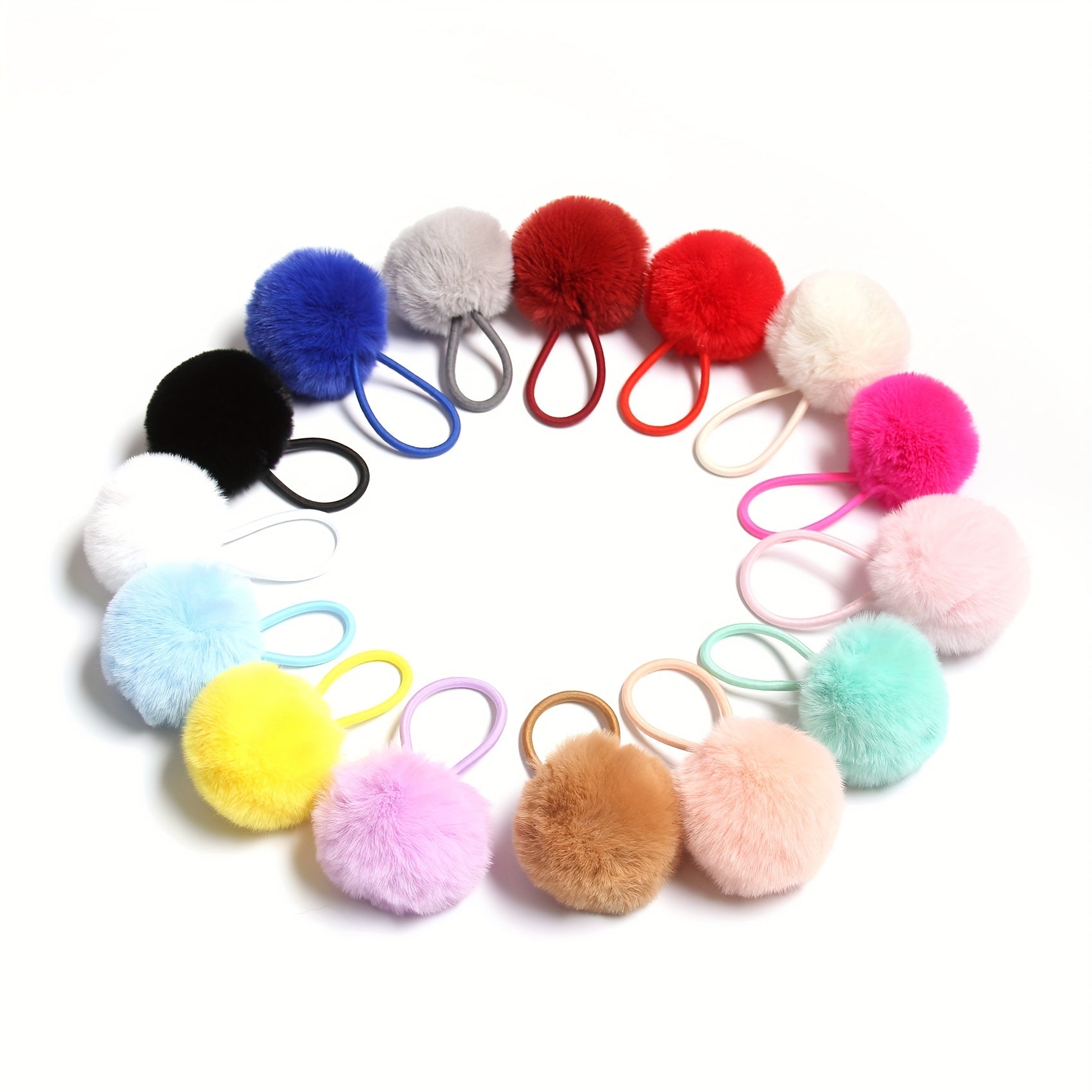 2pcs Set Colored Velvet Ball Hair Tie No Damage To Hair