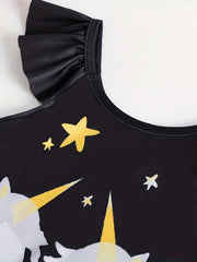 Cartoon Unicorn Print Tankini Swimsuit for Girls