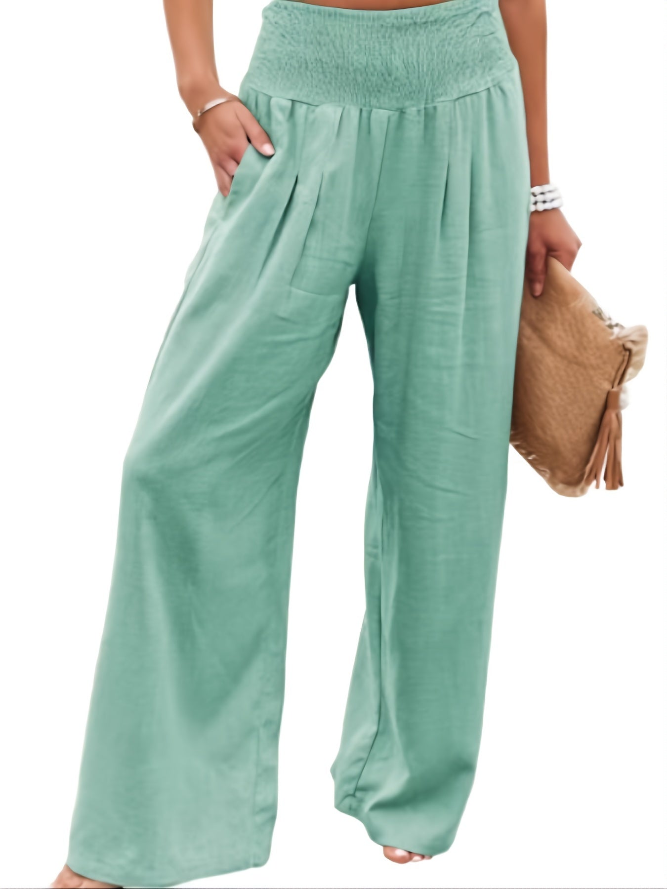 Boho Wide Leg Pants High Waist Casual Vacation Pants