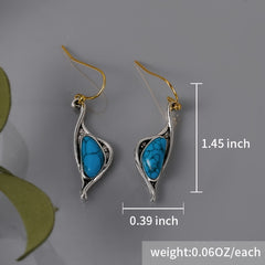 Turquoise Drop Earrings 925 Silver Plated Ancient Silver Ear Jewelry