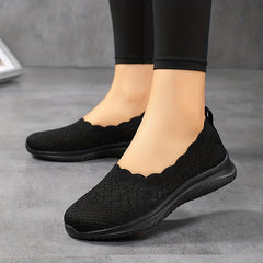 Women's Knit Flat Shoes Comfy Slip On Anti skid Casual Walking Shoes