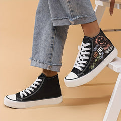 Women's Smiling Face Canvas Shoes - Streetwear and Walking