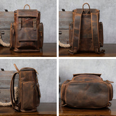 Vintage Leather Backpack Large Capacity Outdoor Travel Bag