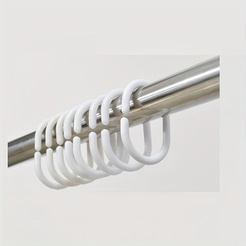 12pcs C-shaped Shower Curtain Plastic Hooks Coarse Buckle Ring