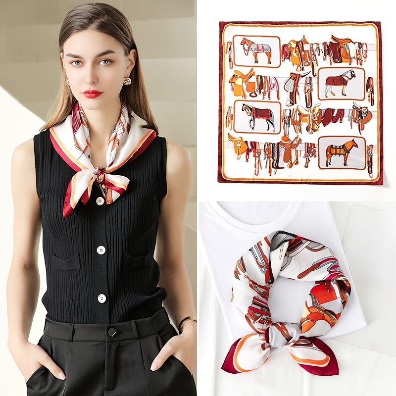 Sweet Printed Silk Square Scarf Bandana for Girls