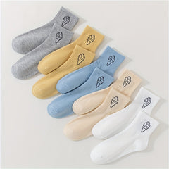 10 Pairs Ice Cream Print Socks Women's Crew Stockings & Hosiery
