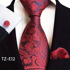 Men's Jacquard Tie Cufflink Square Scarf Business Parties