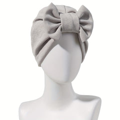 Solid Bowknot Turban Cap Elastic Head Wrap Lightweight Ramadan Head Scarf