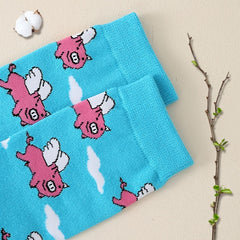 Flying Pigs Novelty Crew Socks Women's Stockings