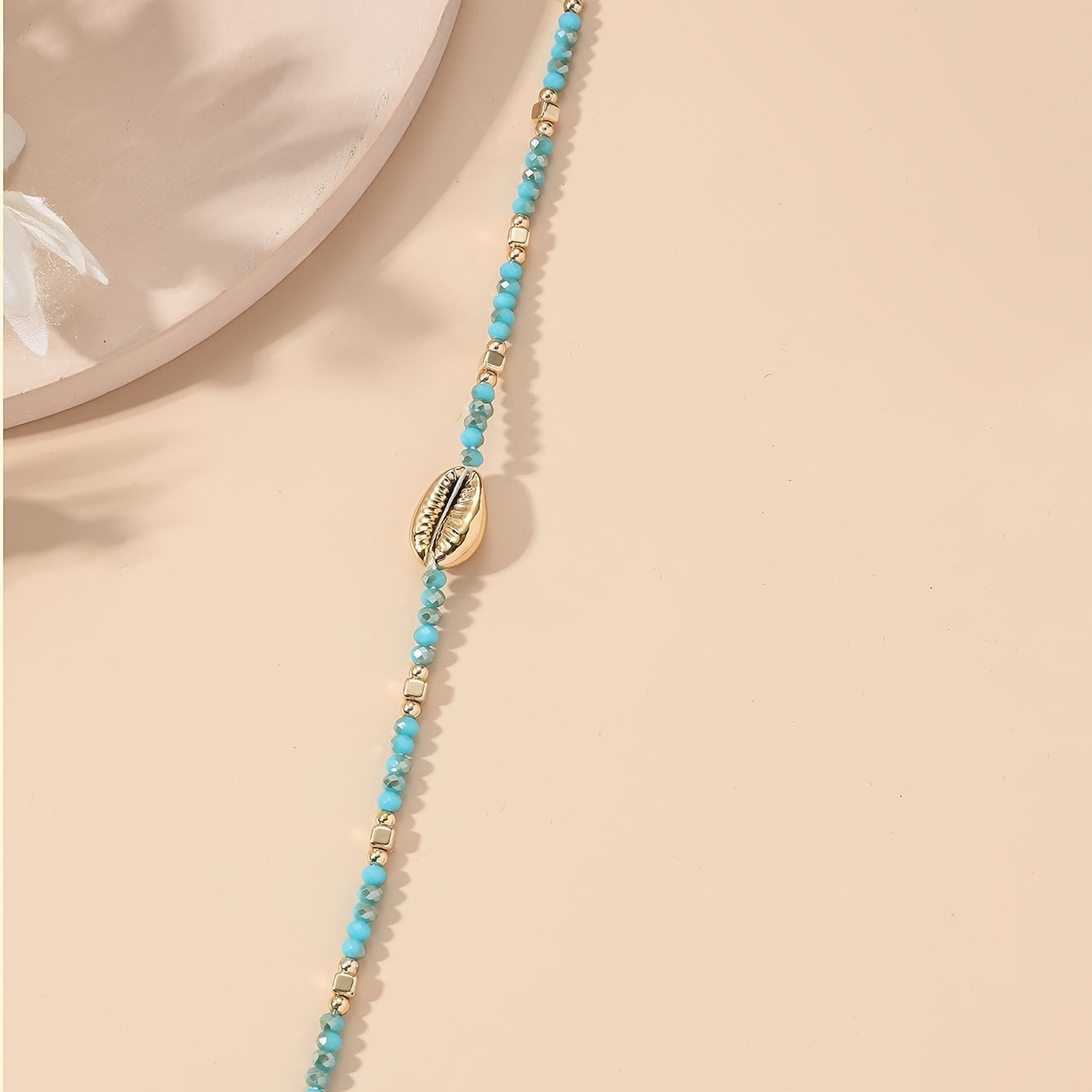 Plated Beaded Crystal Shell Women's Ankle Anklet Jewelry