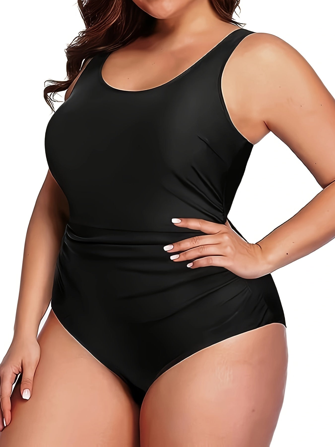  Swimsuit Women's Plus Solid Tummy Control One Piece Bathing Suit