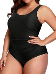  Swimsuit Women's Plus Solid Tummy Control One Piece Bathing Suit