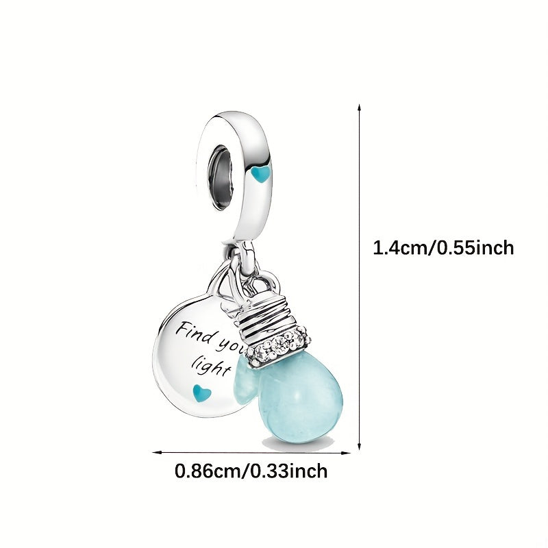 Luminous Light Bulb Tag Beads Silver Pendants DIY Jewelry Making