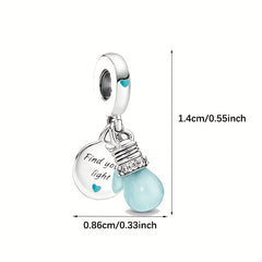 Luminous Light Bulb Tag Beads Silver Pendants DIY Jewelry Making