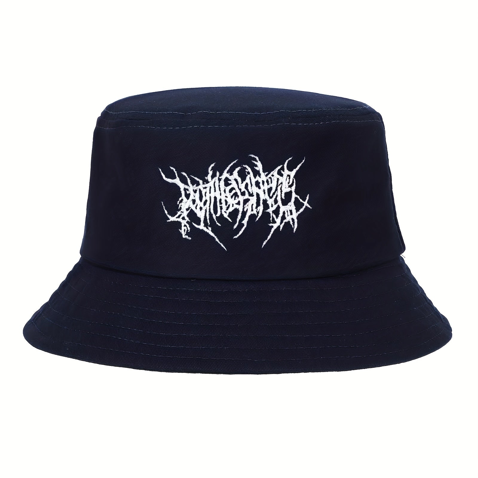 Gothic Embroidery Cotton Bucket Hat Unisex Lightweight Sunshade