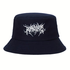 Gothic Embroidery Cotton Bucket Hat Unisex Lightweight Sunshade